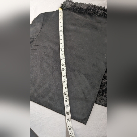 Black suede shearling cropped‎ jacket, vintage style, Pico 1988 size S - Picture 8 of 16